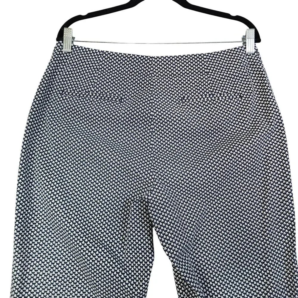 Talbots Womens Heritage Pants Size 10 Navy White Nautical Sailboat Print Cropped